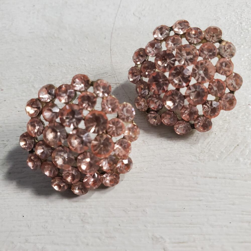Vintage Statement Earrings Pale Pink Bead Round 1 Inch